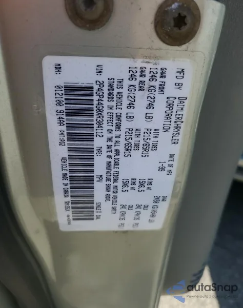 1999 Plymouth Grand Voyager Se z USA, uszkodzony, nr VIN 2P4GP44G0XR304112